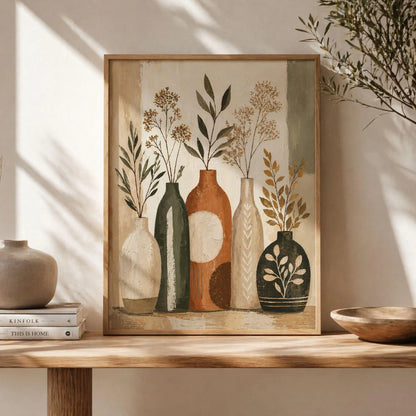 Kitchen Wall Art, Farmhouse Wall Art, Rustic Abstract Art, Botanical Abstract art, Framed Canvas Prints, Terracotta Wall Art, Boho Wall Art